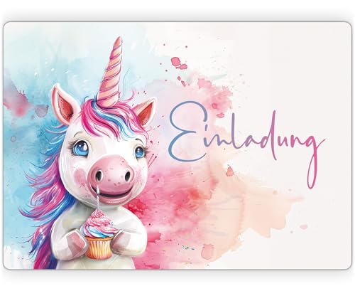 beriluDesign 12 Einladungskarten Kindergeburtstag Einhorn Mädchen Junge - Geburtstagseinladung von beriluDesign