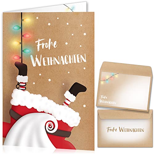 beriluDesign Weihnachtskarten mit Umschlägen 15er Set - Klappkarten mit Weihnachtsmann-Motiv für die schönsten Weihnachtsgrüße von beriluDesign