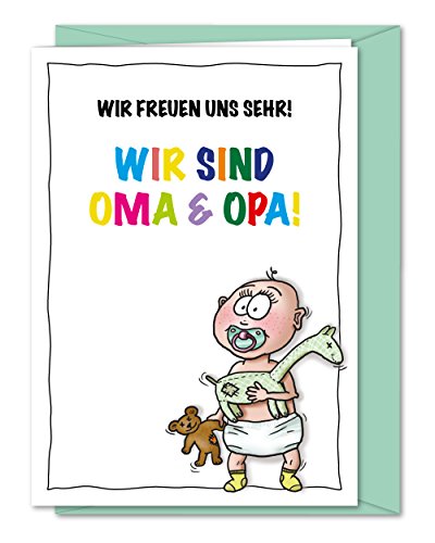 Wir sind Oma und Opa - 5 Klappkarten inklusive Umschlag für stolze Großeltern von bernsteinfee-CARDS