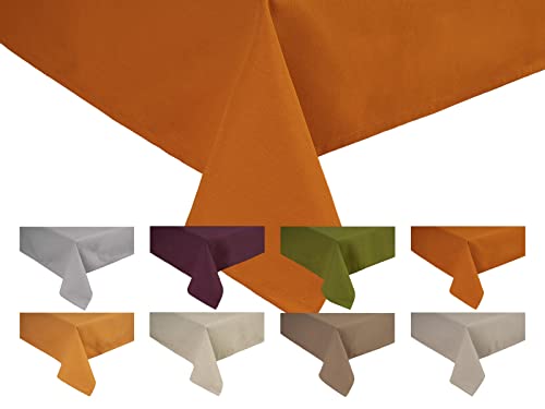 beties „Wunschton“ Tischdecke ca. 130x130 cm Tischtuch für Küchentisch Esstisch in großer Sortiments- und Größenauswahl – EIN idealer Uni Begleiter (sanddorn-orange) von beties