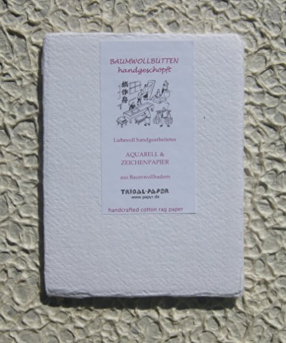 'A5' handgeschöpfter Büttenkarton Aquarellkarton 500g/m² 10 Bogen/Set naturweiß BaumwollLinters Prägekarton von bhutanpaperarts