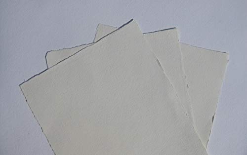 handgeschöpftes Büttenpapier Aquarellpapier A4 10 Bogen/Set extrastark 300g/m² ecru (softvanilla) BaumwollLinters von bhutanpaperarts