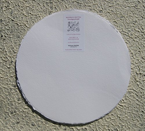 handgeschöpftes Büttenpapier Aquarellpapier rund 30cm 10 Bogen/Set extrastark 300g/m² naturweiß BaumwollLinters von bhutanpaperarts