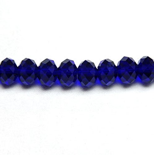 bigbeads Eine Reihe von Kristallglas-Rondelle-Perlen, 6 x 4 mm (100 Stück), 8 x 6 mm (68 Stück), 10 x 8 mm (68 Stück) (8 x 6 mm, dunkelblau) von bigbeads