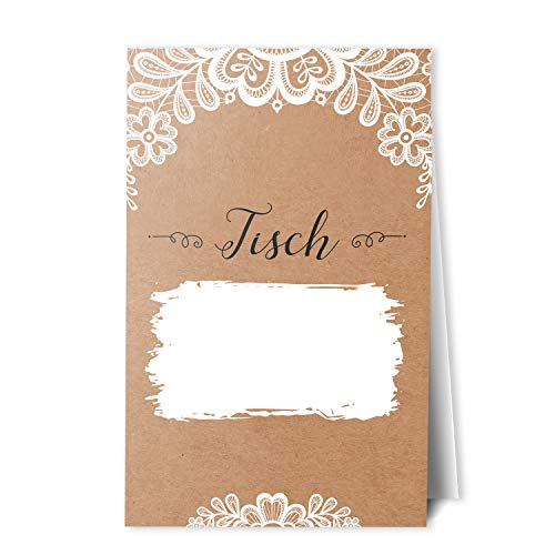 10 Tischnummern 10er Set zum Beschriften Hochzeit Nummern 10 Karten Kraftpapier Sweet Vintage von bigdaygraphix