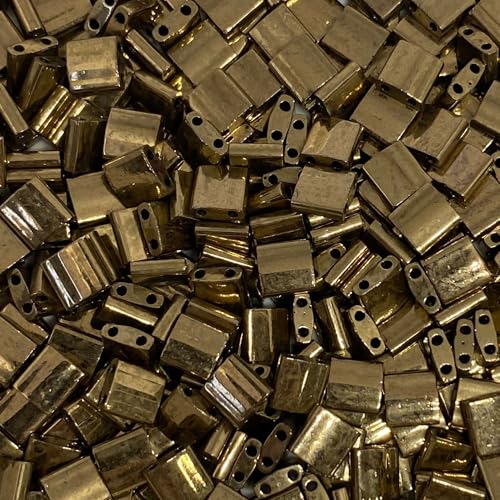 Miyuki Tila Perlen, 2 Löcher, quadratische Perlen, 5 x 5 x 1,9 mm, 5 g, Glasperlen, Dunkelbronze (TL457) von bihızlı