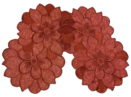 Deckchen 2er Packung Tischdecken Bestickt, 30x45 oval, Organza, Rot von binoa