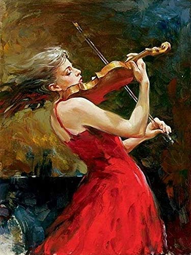 Showker 5D Diamant Painting BilderMädchen Frauen Violine, DIY Diamond Painting Bilder Zubehör Runde Diamond Kreuzstich Stickerei Dekoration Schlafzimmer Büro Home Wandbild 30x40cm von binoa