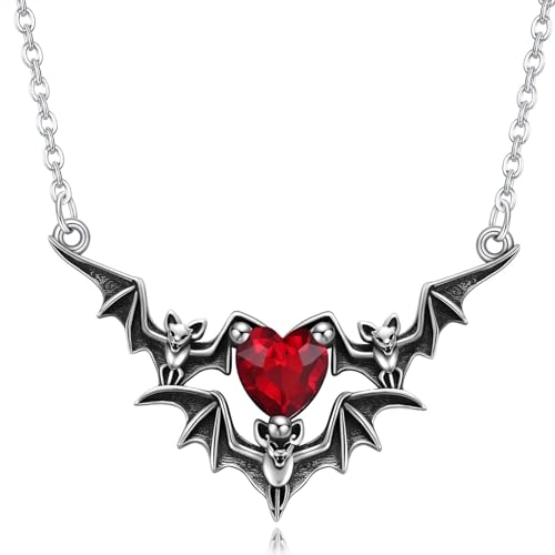 birene Halskette Halloween Fledermaus Flügel Herz Anhänger, Dämon Halskette Schlüsselbein Kette, Anhänger Schmuck von birene