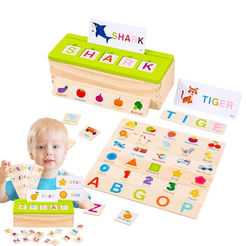 biteatey Holzspielzeug, Farbsortierboxen - Passende Wissensklassifizierungsbox aus Holz - -Spielzeug, Vorschul-Lernspielzeug, sensorische Sortierbox mit passenden Karten für von biteatey