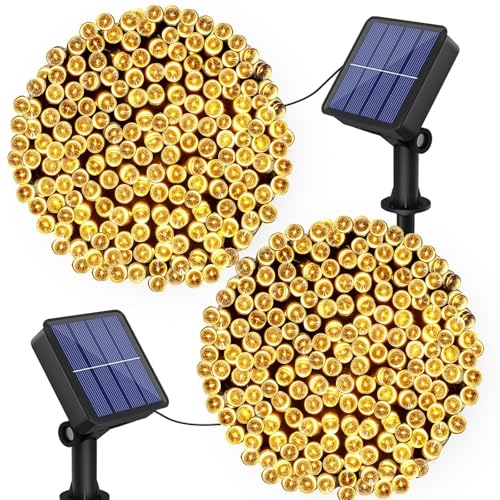 bitjam 2 Stück Solar Lichterkette Aussen - 12M 120LED Solarlichterkette Außen Wetterfest, 8 Modi IP65 Wasserdicht PVC Solar Lichterkette Outdoor für Garten Balkon Party Hochzeit Weihnachten, Warmweiß von bitjam