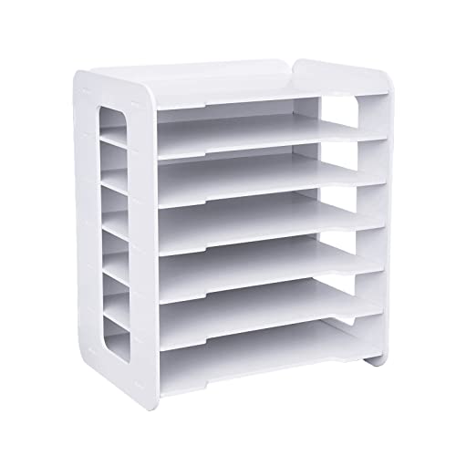 Briefablage Büro-Papier-Organizer 7-Tier für Schreibtisch Aktenhalter Desk Letter Tray Schreibtisch Organizer Ablagefächer Stapelbar weiß von biusgiyeny