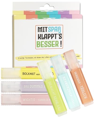 blaash Pastell lustige Textmarker Set 6er Pack - Lustige & Effektive Marker zum Markieren, Ideal für Studenten, Schüler, Azubis & Büro - Perfekt für Schule & Arbeit von blaash