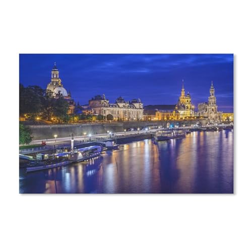 blobo Diamond Painting，Stadt Dresden Fluss, Landschaft, Boote，3D DIY Diamond Painting Kit, runde Diamant Kreuzstich Kunst Dekoration, Full Diamond Stickerei Geschenk（30x40cm）-233 von blobo