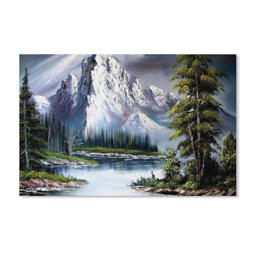 blobo See Schnee Berg Baum Landschaft，DIY 5D Diamond Painting Kits Full Drill Diamond Art Stickerei Bilder Strass Geschenk Rundbohrer（30x40cm）-180 von blobo