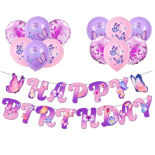 Schmetterling Happy Birthday Banner und Luftballons Schmetterling Happy Birthday Banner und Luftballons von bng-bng
