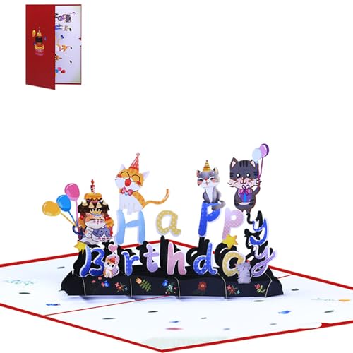 bnsggl Entzückende 3D Geburtstagskarte Katzenmotiv Faltbare Grußkarte Festliche Geburtstagskarte Partydekoration von bnsggl