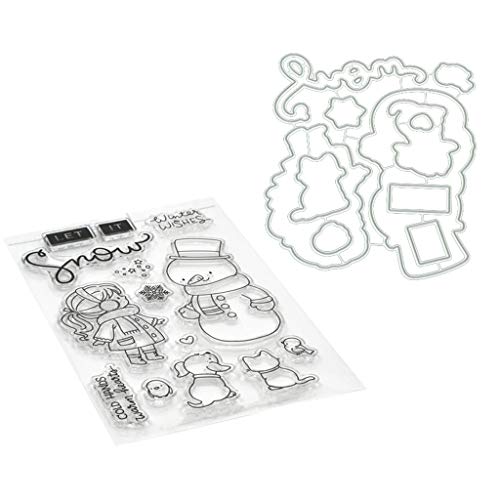 bnsggl Metall Stanzschablone Set, Scrapbooking Prägeschablonen,Stanzformen für Mädchen, Schneemann, transparente Stempel, Scrapbooking, zum Prägen von Papierkarten von bnsggl