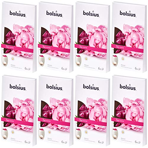 Bolsius Aromatic Wax Melts 8 x 6er Pack (48 Stück) Duft Schmelzblüten Wachs (Peony (62)) von bolsius