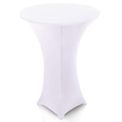 bolukets Stretch Stehtischhusse Ø60-65cm hochwertige dehnbarer Moderne Abnehmbarer Waschbarer Tisch-Überzug Husse für gängige Bistrotische/Stehtische Hotel Party Bankett,Weiß von bolukets