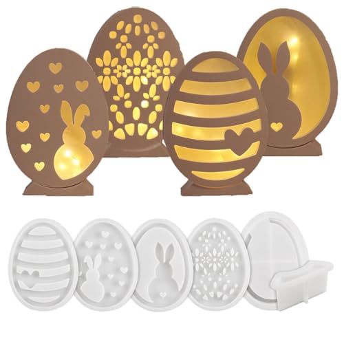 Boluoboluomi Silikonformen Gießformen Ostern, 6 Stück Osterhase Silikonform, Ostern Silikonform, Osterei Gießen Gipsform Osterhase Epoxidharzform Silikon, Ostern Craft Form. von boluoboluomi