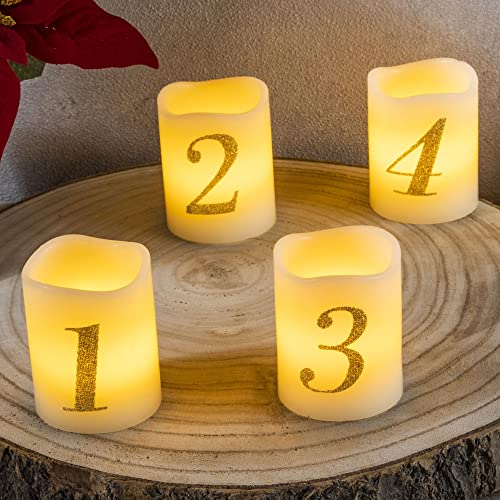 bonsport LED Adventskranzkerzen 4er Set - Adventskranz LED Kerzen - Adventskerzen Weihnachtskranz LED-Kerzen 6,5 x 5 cm von bonsport