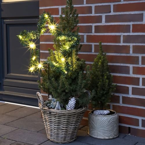 bonsport LED Gartenstecker Weihnachten Stern 36x72cm - Weihnachtsdeko batteriebetrieben aussen - LED Stecker beleuchtet - Weihnachtsbeleuchtung Außen von bonsport