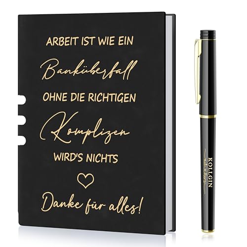 Dankeschön Geschenke für Kollegen,A5 Leder Notizblock Kleine Geschenke für Kollegen Lehrer Inspirierend,Geschenke für Kollegen Notizblock Beste Danke Geschenk Kollegen Abschiedsgeschenk (Schwarz) von boocooberg