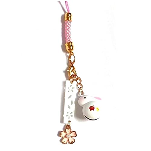 bopely Telefon Charme, Süßer Kaninchen Kirschblüten -Handy -handygurt Charme Telefon Lanyard Lucky Charm Anhänger Für Schlüsselbundhandtaschendekoration von bopely