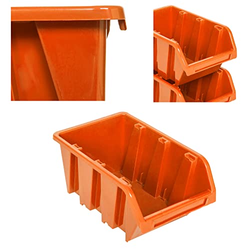 botle 10 x Stapelboxen Werkstatt Garage Sichtlagerboxen Sichtlagerkästen Stapelkisten Sortierboxen Boxen 100x150x70 mm Orange stapelkisten Kunststoff lagerboxen stapelbar von botle