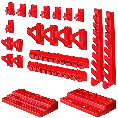 botle 20 Werkzeughalter 2 Regal Sortiment Wandregal für Werkzeuge Schraubenschlüssel Schraubendreher Zangen Wandregal Werkstatt rot von botle