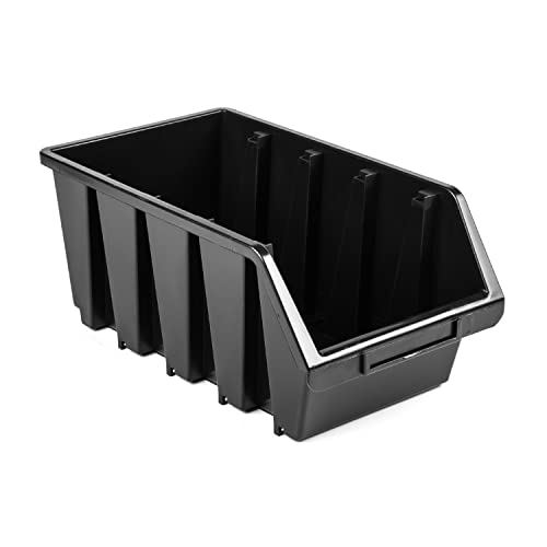 botle 5 Stk Sortierboxen Lagerboxen Stapelbox Werkstatt-Stapelkisten Sichtlagerkasten Box Schwarz 34x20x15,5cm Sortierkasten Kunststoffboxen von botle