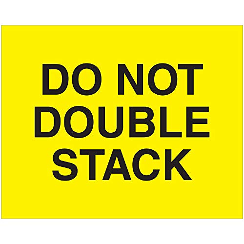 Box Partners 8 x 10 Etiketten "Do Not Double Stack" (fluoreszierendes Gelb) von box partners