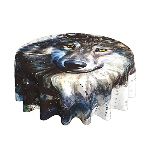 Wachstischdecke Grauer Wolf Aquarell Tiermalerei rutschfeste Wachstuch Wasserdicht Wachstischdecke 152Cm Für Picknick Camping Party von bozhoushimotangbaihuoyouxiangongsi