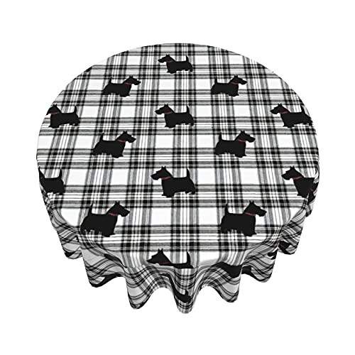 Runde Tischdecke Scottish Terrier Plaid Scotty Dog Geburtstagstischdecke Schmutzabweisend Tischdecke Für Küche, Für Geburtstag, Karneval, 152cm von bozhoushizhenweibaihuoyouxiangongsi