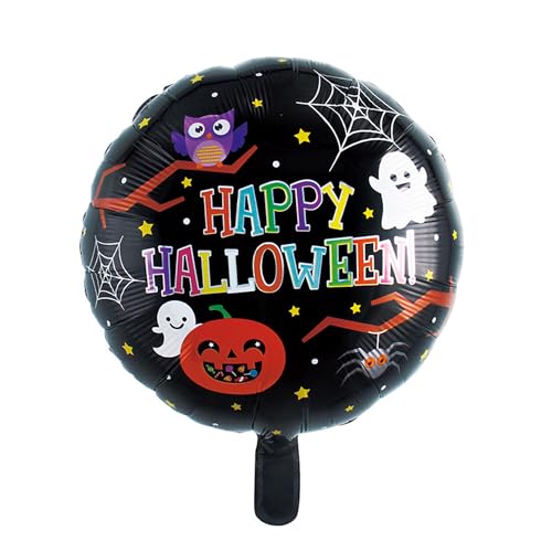 Halloween Folienballon rund 43 x 43 cm | Großer Luftballon für Halloween-Dekoration | Helium & Luftgeeignet | Perfekt für Party, Kinder, Innen & Außen | Gruselige Deko für Halloween-Feiern von brand promotion