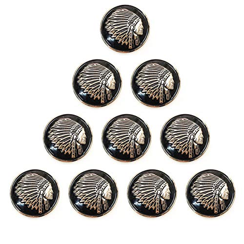 Duolai 10 stücke Schwarz Dripp Öl Handwerk Indianer Runde Schnitzen Geldbörsen Leder Dekoration Schnalle Conchos Metall Schraube zurück Knöpfe Mode Handwerk Handarbeit Leder Produkt Kleidung Zubehör von brandname