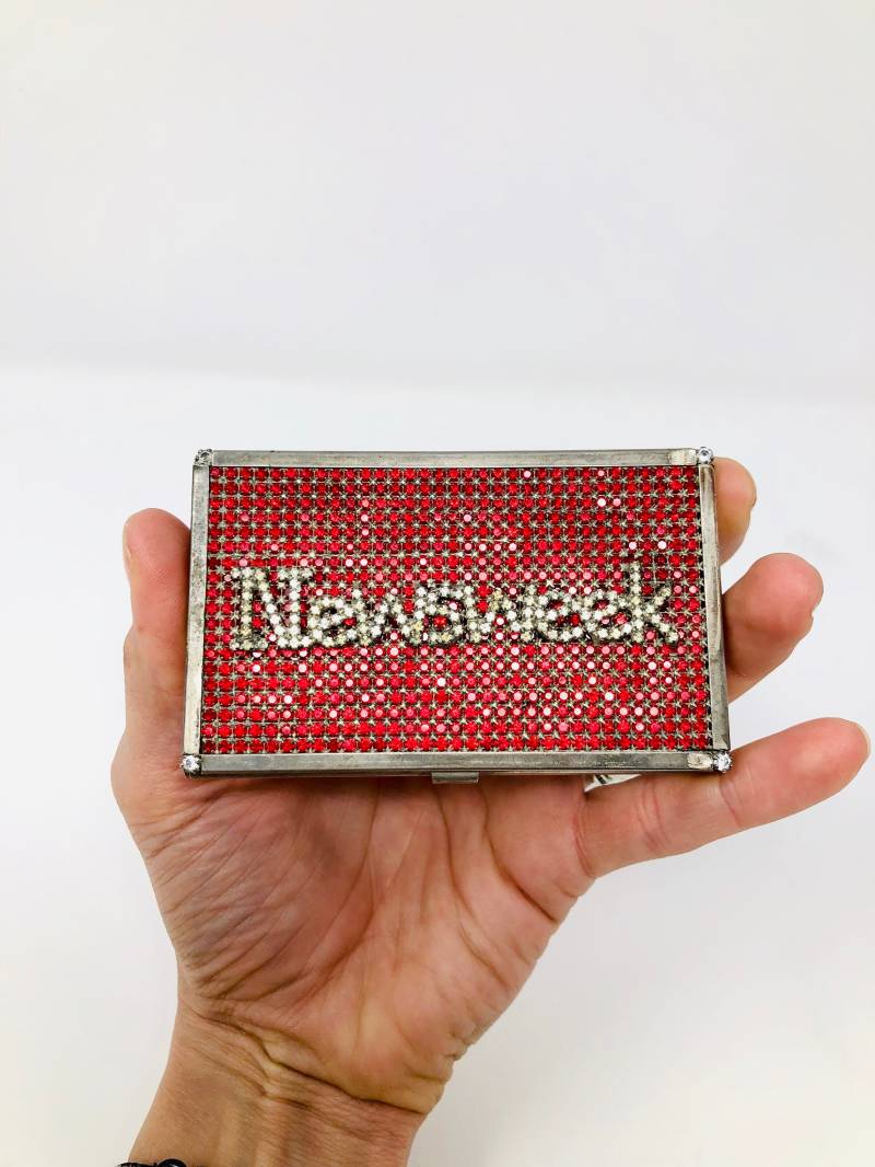 Rarität Kristall Strass Glam Spiegel Kompakt // 1980Er Jahre Seltene Vintage Brillenetui 80Er Newsweek Old Hollywood Glamour von braxae