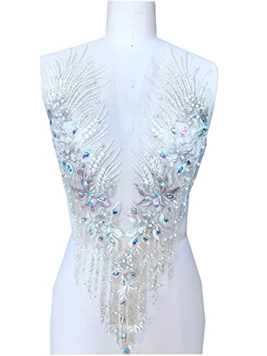 Spitzenapplikation 3D mit Perlen bestickt, Blumen, Strass, Besatz-Patches, ideal für Handarbeiten, Ausschnitt, Mieder, Hochzeit, Braut und Ballkleid - A2AB A hellgoldfarben Spitzenapplikation 3D mit Perlen bestickt, Blumen, Strass, Besatz-Patches, ideal für Handarbeiten, Ausschnitt, Mieder, Hochzeit, Braut und Ballkleid - A2AB A hellgoldfarben von bridallaceuk