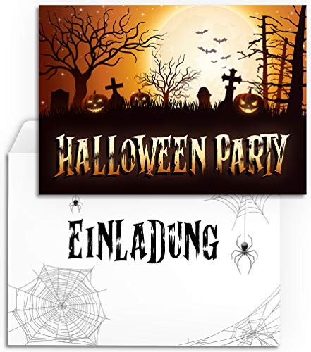 12x Halloween Einladungskarten für eine schaurig schöne Halloween-Party | Nacht des Schreckens | Einladung für Grusel-Party Kindergeburtstag Geburtstag Kinder-party Einladungen Erwachsene Teenager von brint.