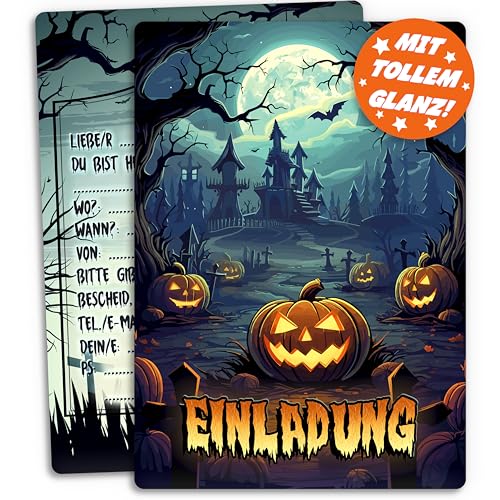 12x Halloween Einladungskarten für eine schaurig schöne Halloween-Party | So finster die Nacht | Einladung für Grusel-Party Kindergeburtstag Geburtstag Kinder-Party Einladungen Erwachsene Teenager von brint.