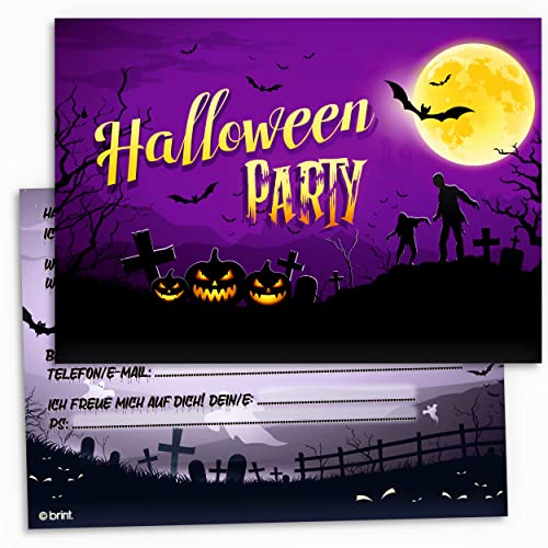 12x Halloween Einladungskarten für eine schaurig schöne Halloween-Party | Wanderer der Nacht | Einladung für Grusel-Party Kindergeburtstag Geburtstag Kinder-party Einladungen Erwachsene Teenager von brint.