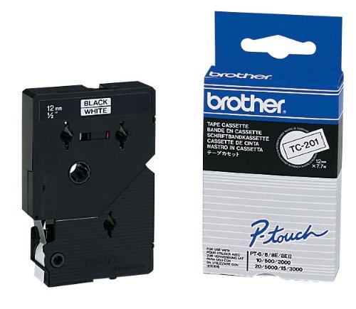 brother Beschriftungsband TC-201 / 12 mm / Druck schwarz / Band weiß / für brother P-touch 8e, 500, II, 2000, 3000, 5000 von brother