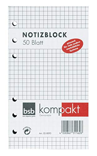 Ersatznotizblock A6 50BL kariert [Office Product] von bsb