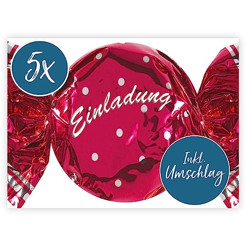 bsb 5 Allgemeine Einladungskarten - Einladungskarten Geburtstag & Kindergeburtstag mit Bonbon-Motiv - Einladung verschiedene Anlässe - Geburtstagseinladungen in 10,5 x 14,5 cm von bsb