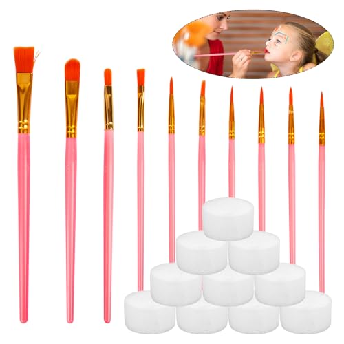 Pinsel Set bssmmai 10 Stück Künstlerpinsel Acrylfarbe Kinderschminken Schmink Schwämmchen Malerei Ölfarben Brush Set Perfektes Detail Pinsel für Anfänger Kinder Künstler und Gemälde Liebhaber von bssmmai