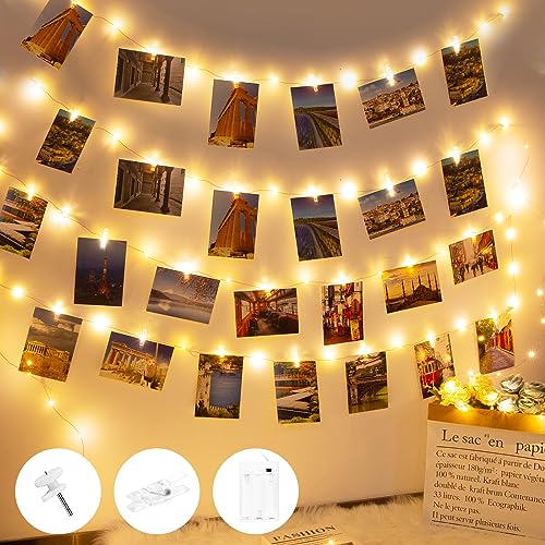 10M 100 LED Foto Lichterkette mit Timer, Lichterkette Fotoclips mit 60 Klammern für Fotos Lichterkette Bilder Aufhängen Batteriebetriebene Lichterketten für Zimmer/Wohnzimmer Deko, Hochzeiten, Party von btfarm