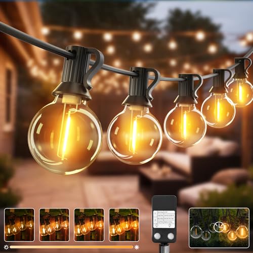 btfarm 10M Lichterkette Außen Dimmbar, LED Outdoor Lichterkette Strom mit Timer, Wetterfest IP44 Wasserdicht Lichterkette Glühbirnen für Garten Terrasse Hochzeiten Party, Warmweiß von btfarm