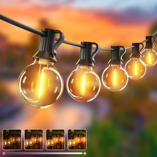 btfarm 23M Lichterkette Außen Dimmbar mit Timer, 30+3 LED Outdoor Lichterkette Strom Wetterfest Wasserdicht Lichterkette Glühbirnen für Garten Terrasse Hochzeiten Party, Warmweiß von btfarm