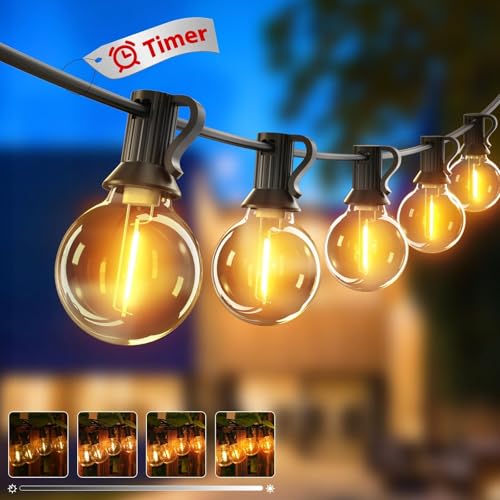 btfarm 36M Lichterkette Außen Dimmbar, 50+3 LED Outdoor Lichterkette Strom mit Timer, Wetterfest IP44 Wasserdicht G40 Lichterkette Glühbirnen für Garten Terrasse Pavillon Party Hochzeiten, Warmweiß von btfarm